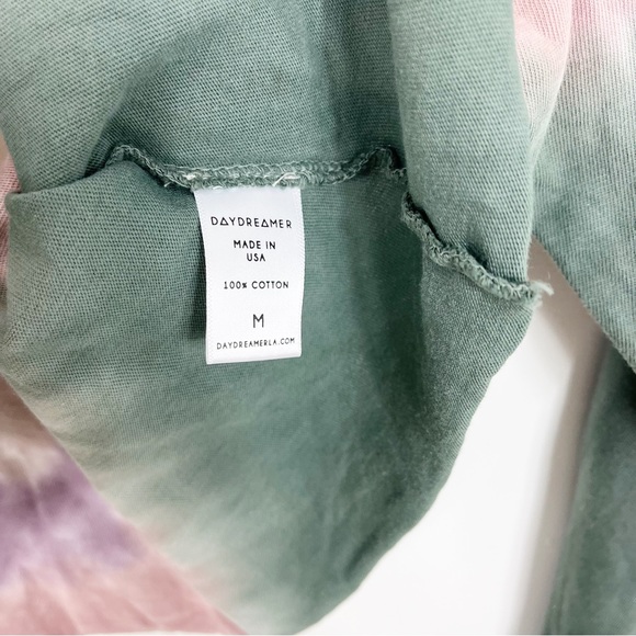 Daydreamer Dusty Rose Tie Dye Crewneck Long Sleeve Crop Tee - Picture 5 of 9